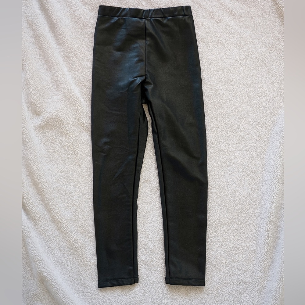 Zara kids girls size 7 stretch leather style leggings in black